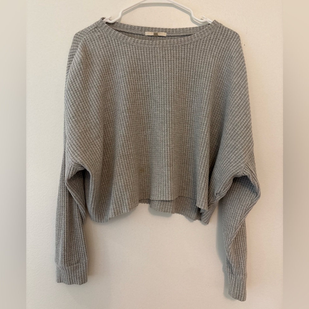 Z Supply Waffle Knit Cozy Gray Women's Sweater Size M